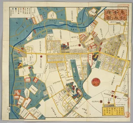 Karte von Edo 1853 um die heutige Aoyama-Straße, von Miyamasusakaue